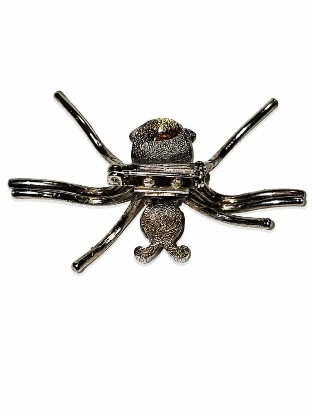 Vintage 1990's Big Clear Rhinestone Large Crawling Spider Silvertone Brooch - Picture 4 of 6